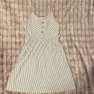Blue and white striped dress